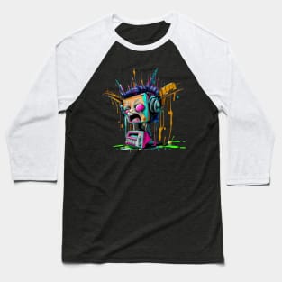 Screaming Robot Radio Head Splatter Baseball T-Shirt